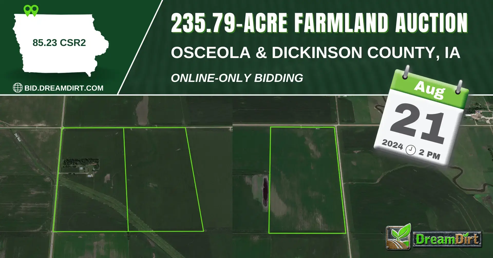 Farmland Auction in Osceola & Dickinson County, Iowa